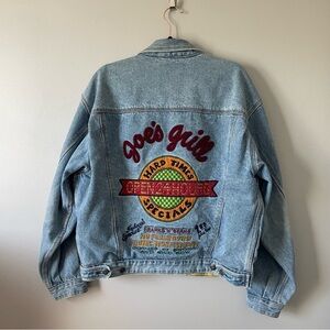 Vintage Bugle Boy Bowery Joe's Luncheon Specials Varsity Denim Jean Jacket sz M